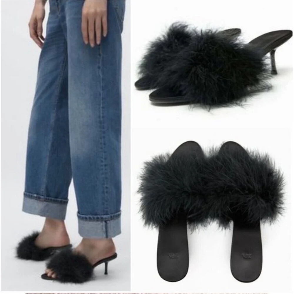 ZARA Feather Sandals Size EU 40/US 9.5